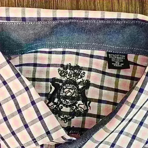 Mens English Laundry Pink and Blue Plaid Button Down Shirt XL - Picture 3 of 4